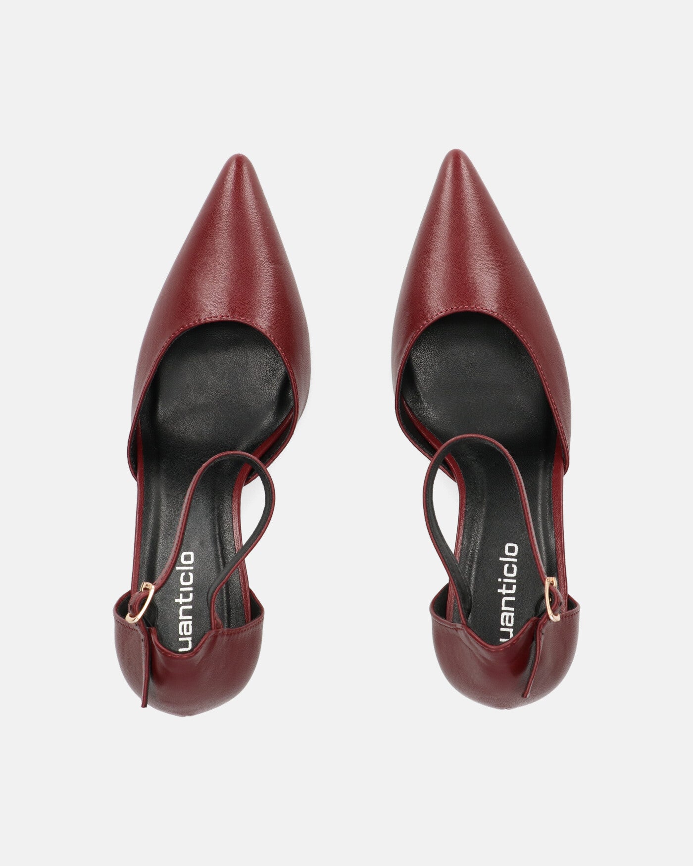 MEENA - decolette bordeaux con cinturino e soletta nera