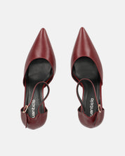 MEENA - decolette bordeaux con cinturino e soletta nera