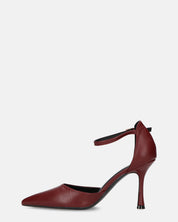 MEENA - decolette bordeaux con cinturino e soletta nera