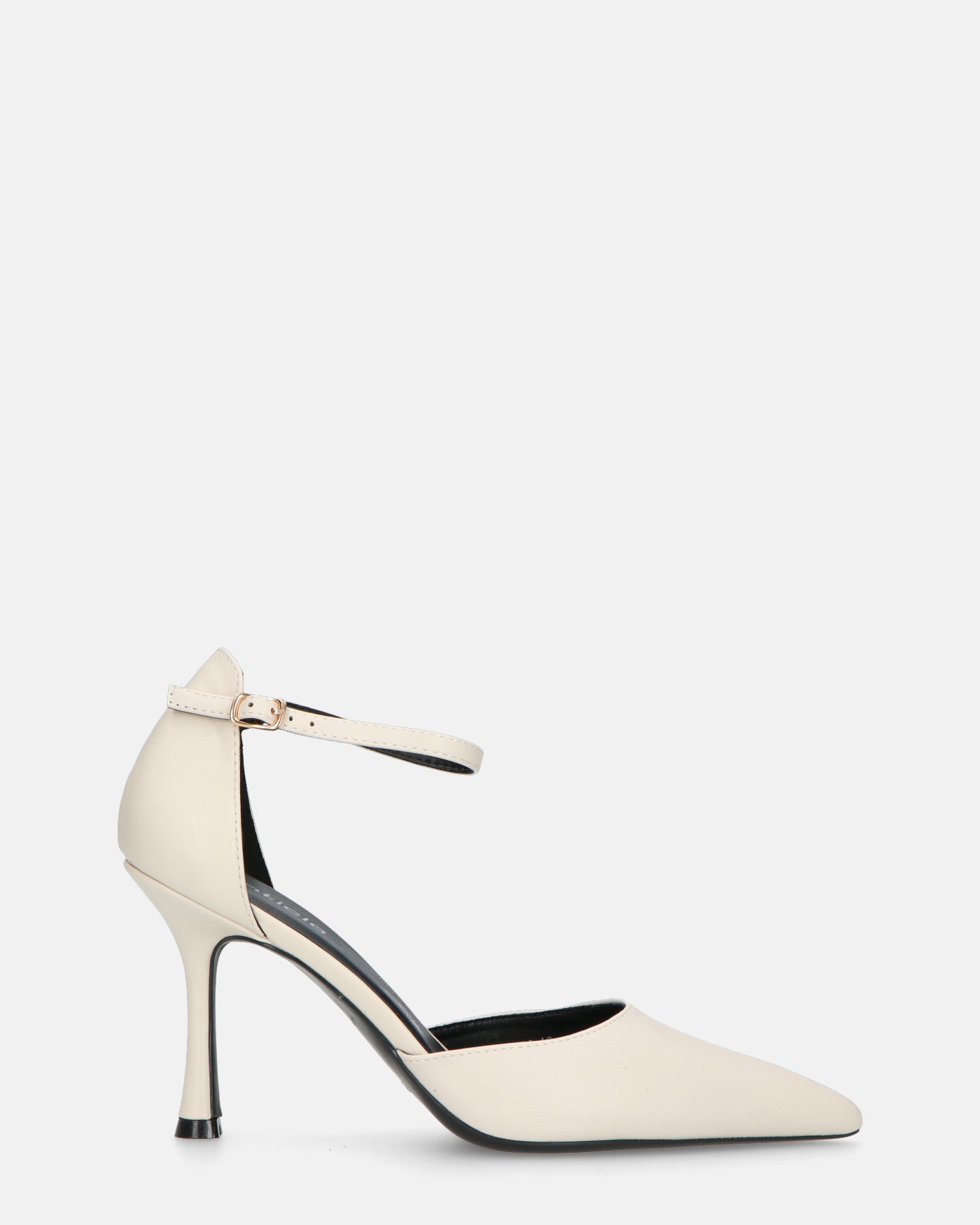 MEENA - decolette bianco con cinturino e soletta nera