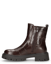 LERA - stivaletti chelsea marroni in ecopelle pitonata con suola chunky e zip
