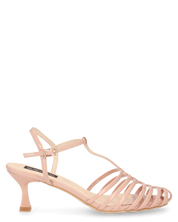 MERYL - sandali con tacco beige con chiusura cinturino