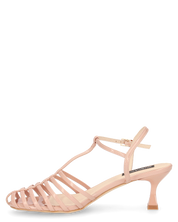 MERYL - sandali con tacco beige con chiusura cinturino