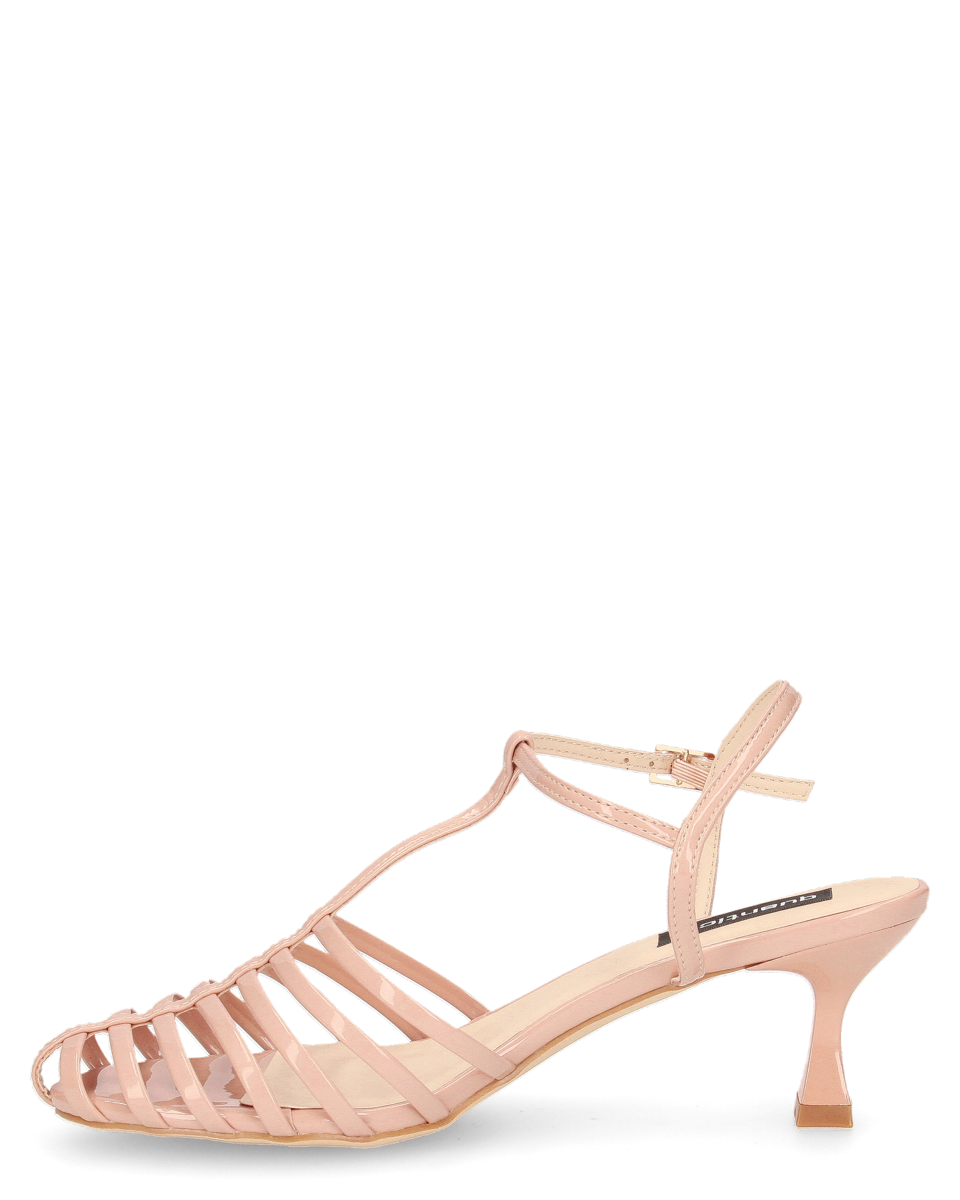 MERYL - sandali con tacco beige con chiusura cinturino