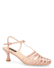MERYL - sandali con tacco beige con chiusura cinturino
