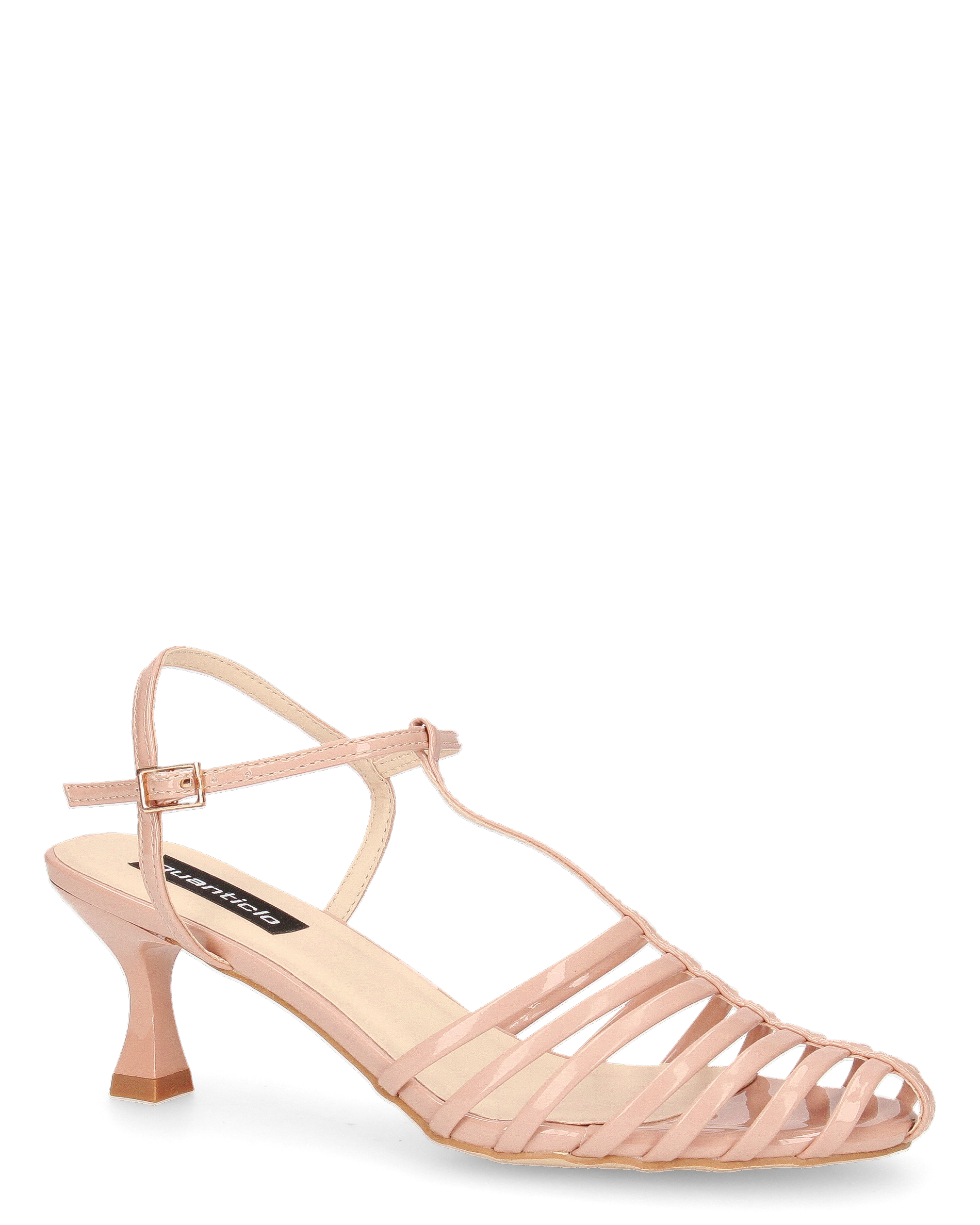 MERYL - sandali con tacco beige con chiusura cinturino
