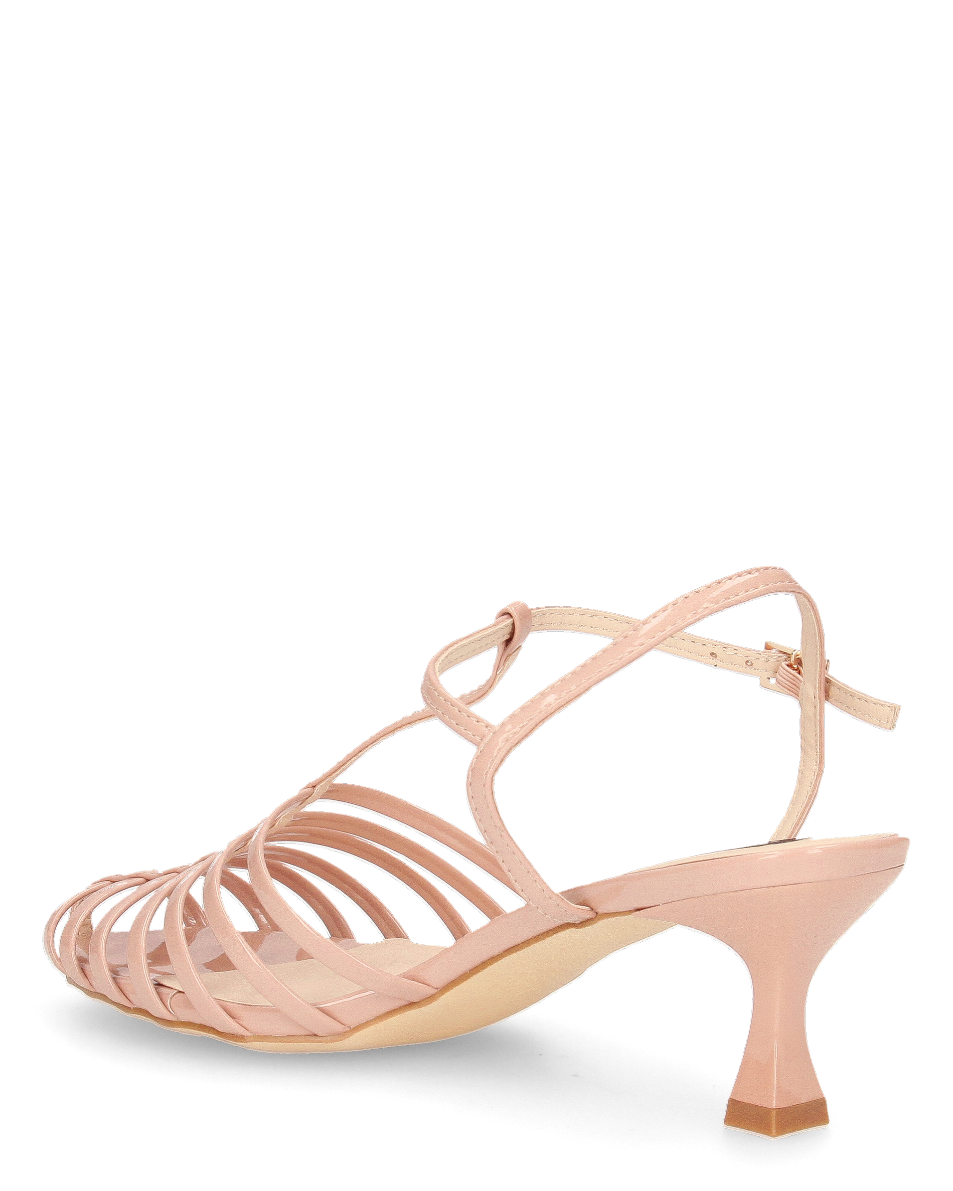 MERYL - sandali con tacco beige con chiusura cinturino