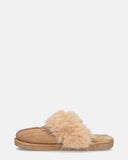 MIDORI - pantofole marroni con pelliccia e camoscio