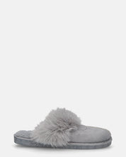 MIDORI - pantofole grigie con pelliccia e camoscio