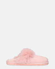 MIDORI - pantofole rose con pelliccia e camoscio