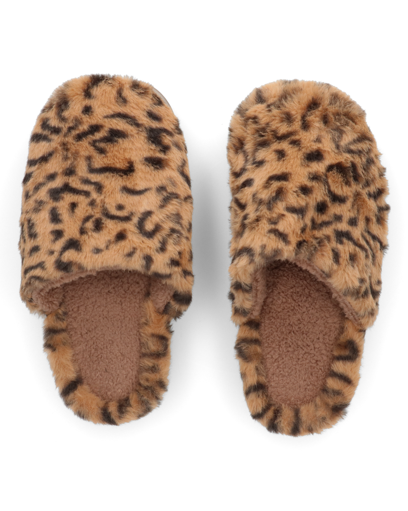 MILKY - pantofole marroni leopardate platform in finta pelliccia