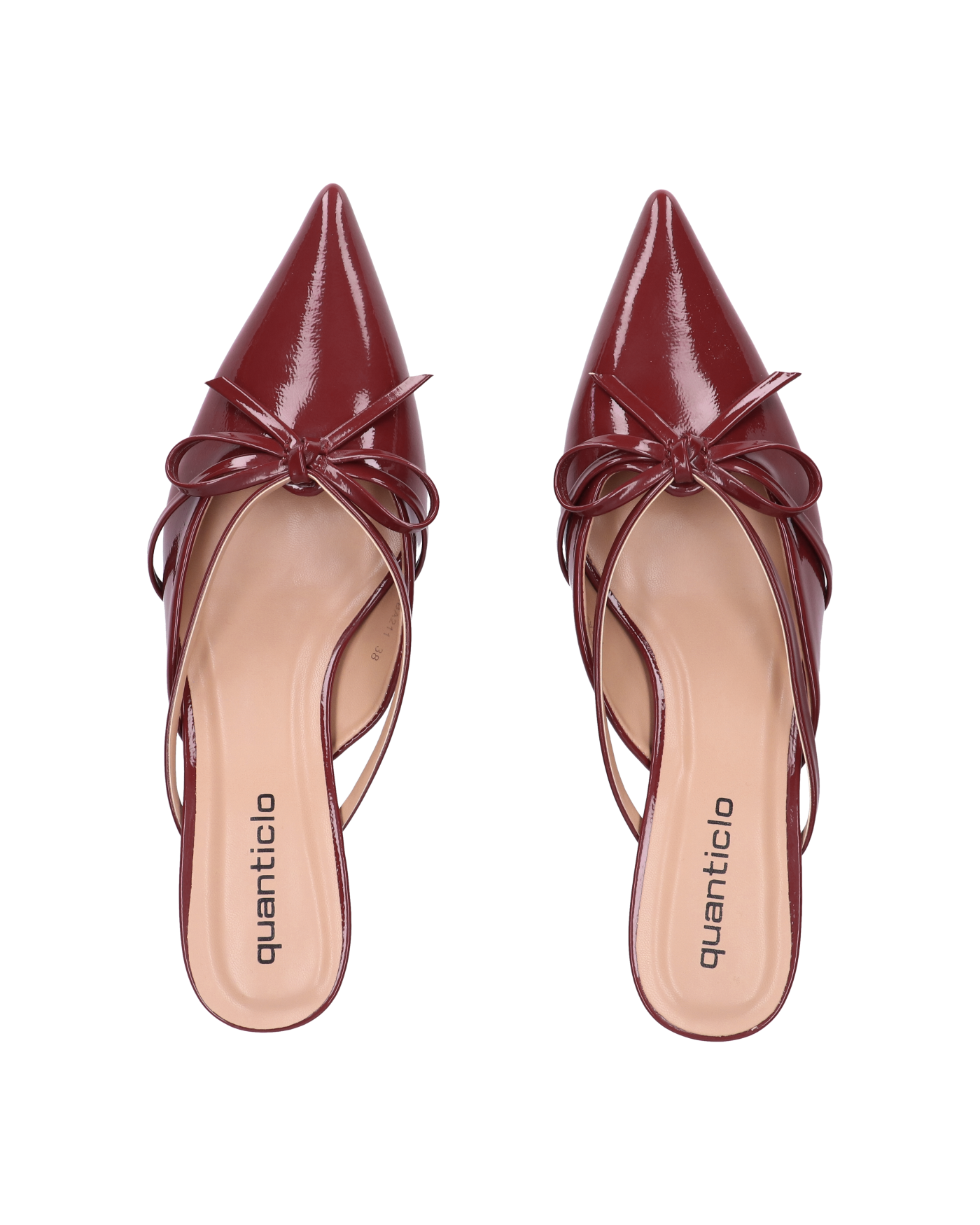 MINNY décolleté in glassy bordeaux con fiocco e tacco basso