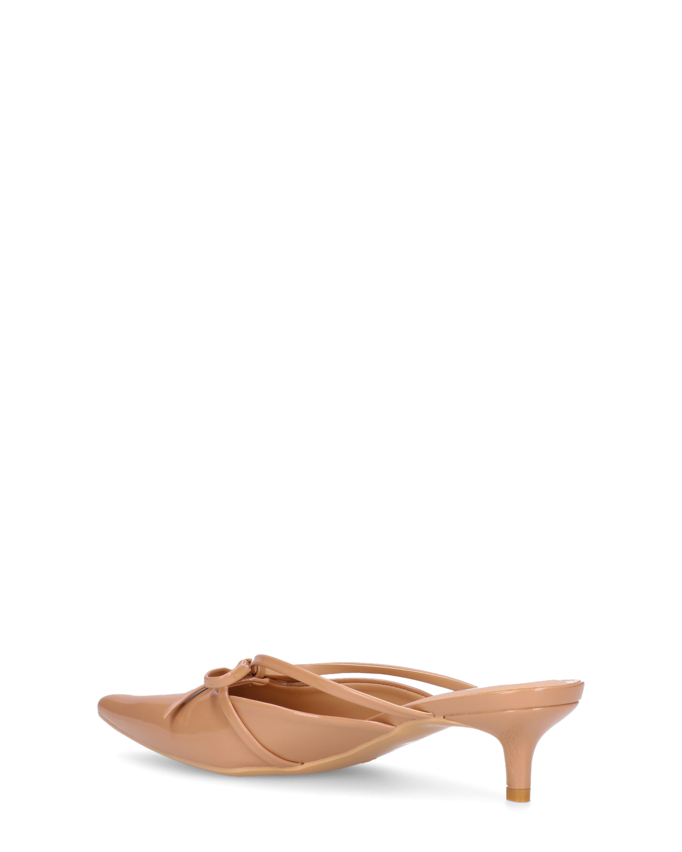MINNY - décolleté in glassy beige con fiocco e tacco basso