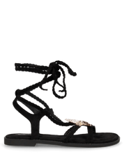 MIRABEL - sandali neri con lacci e stella marina dorata