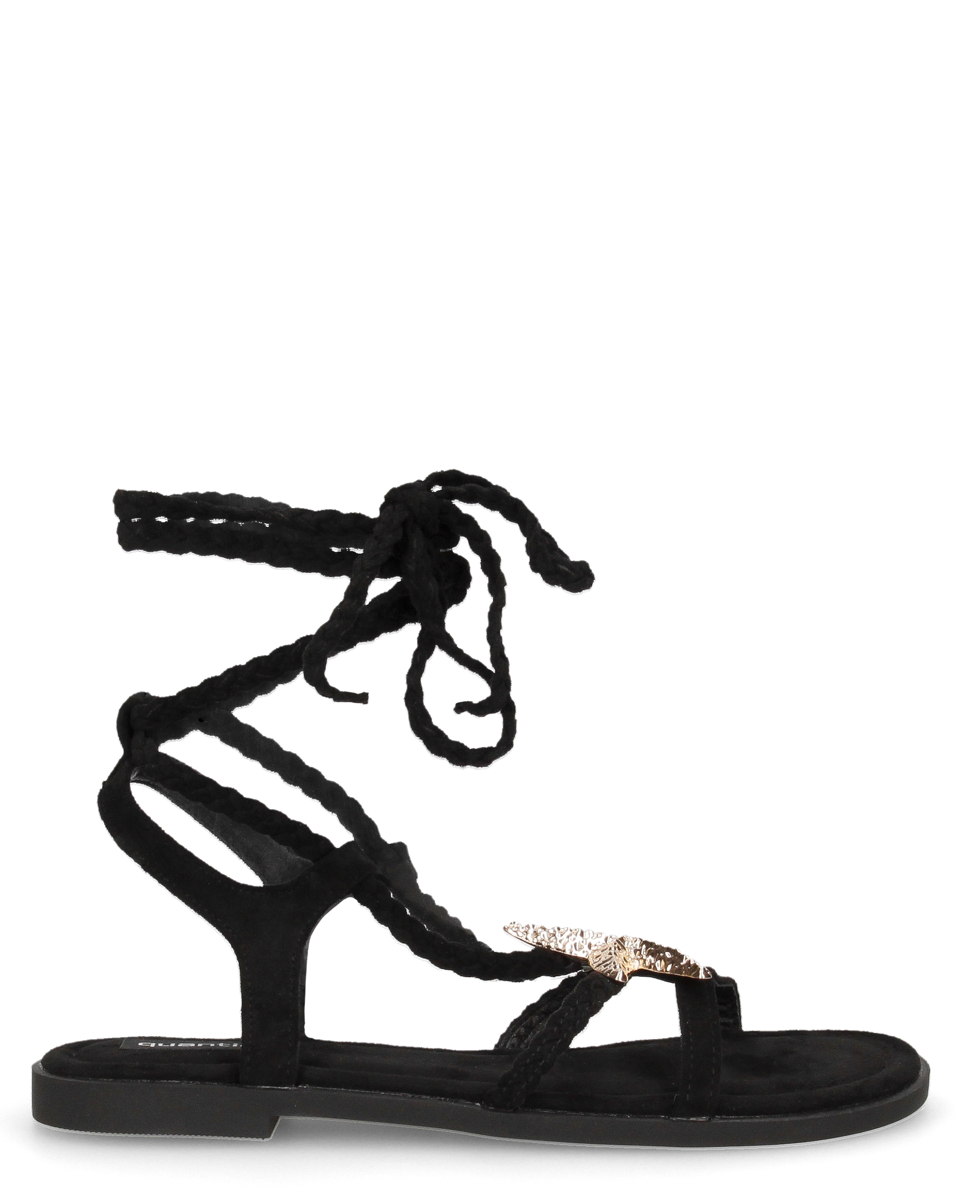 MIRABEL - sandali neri con lacci e stella marina dorata