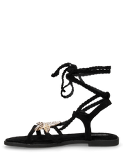 MIRABEL - sandali neri con lacci e stella marina dorata