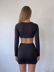 MISSIE - set nero composto da body cut-out e minigonna nera