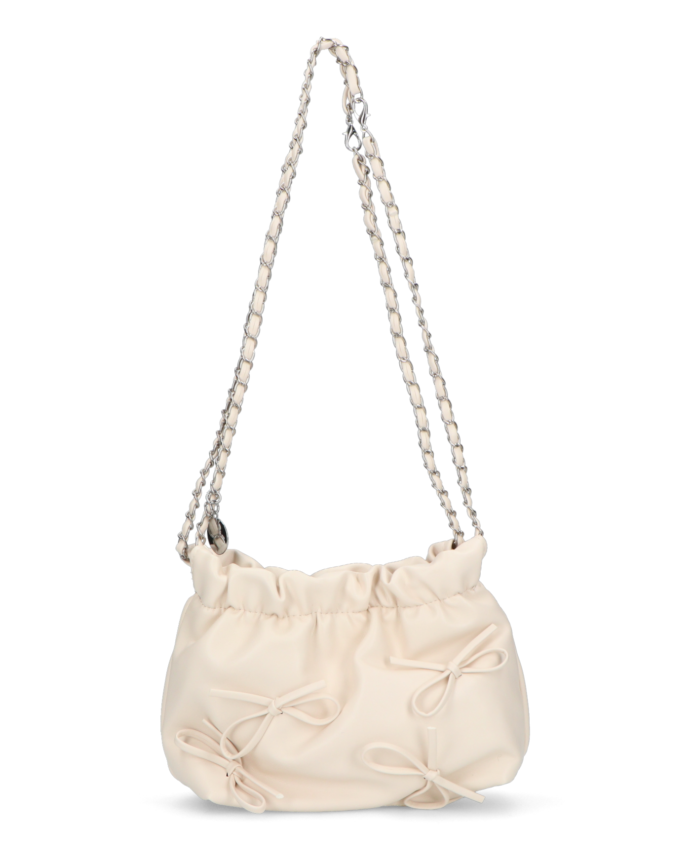 MISSY - borsetta a tracolla beige chiaro con fiocchetti decorativi