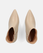 MYZA - stivaletti beige con tacco a spillo con zip laterale
