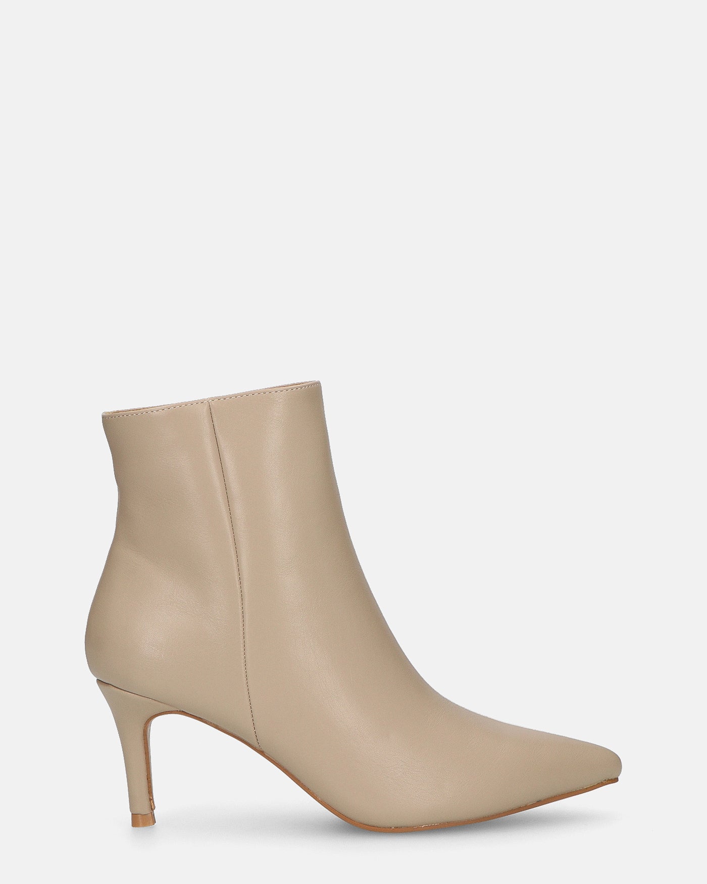 MYZA - stivaletti beige con tacco a spillo con zip laterale