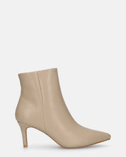 MYZA - stivaletti beige con tacco a spillo con zip laterale