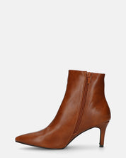 MYZA - stivaletti marrone con tacco a spillo con zip laterale