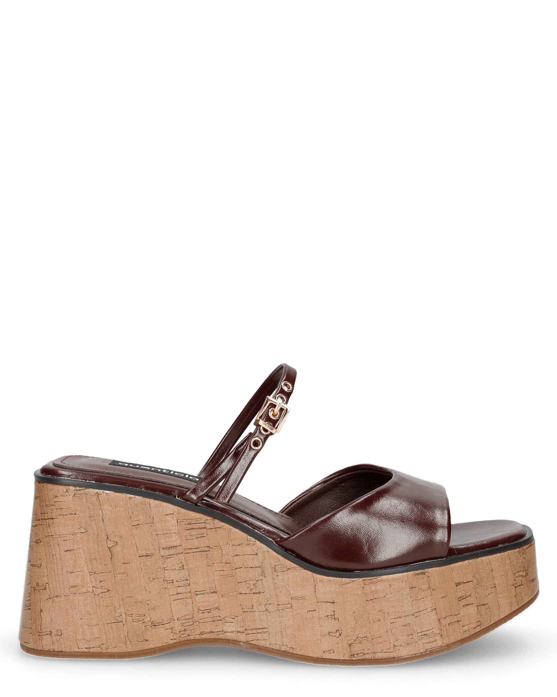 NAILA - sandali platform marroni con suola effetto sughero e cinturino regolabile