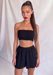 NISHY - set infinity in nero coordinato top shorts e blusa da indossare in più modi