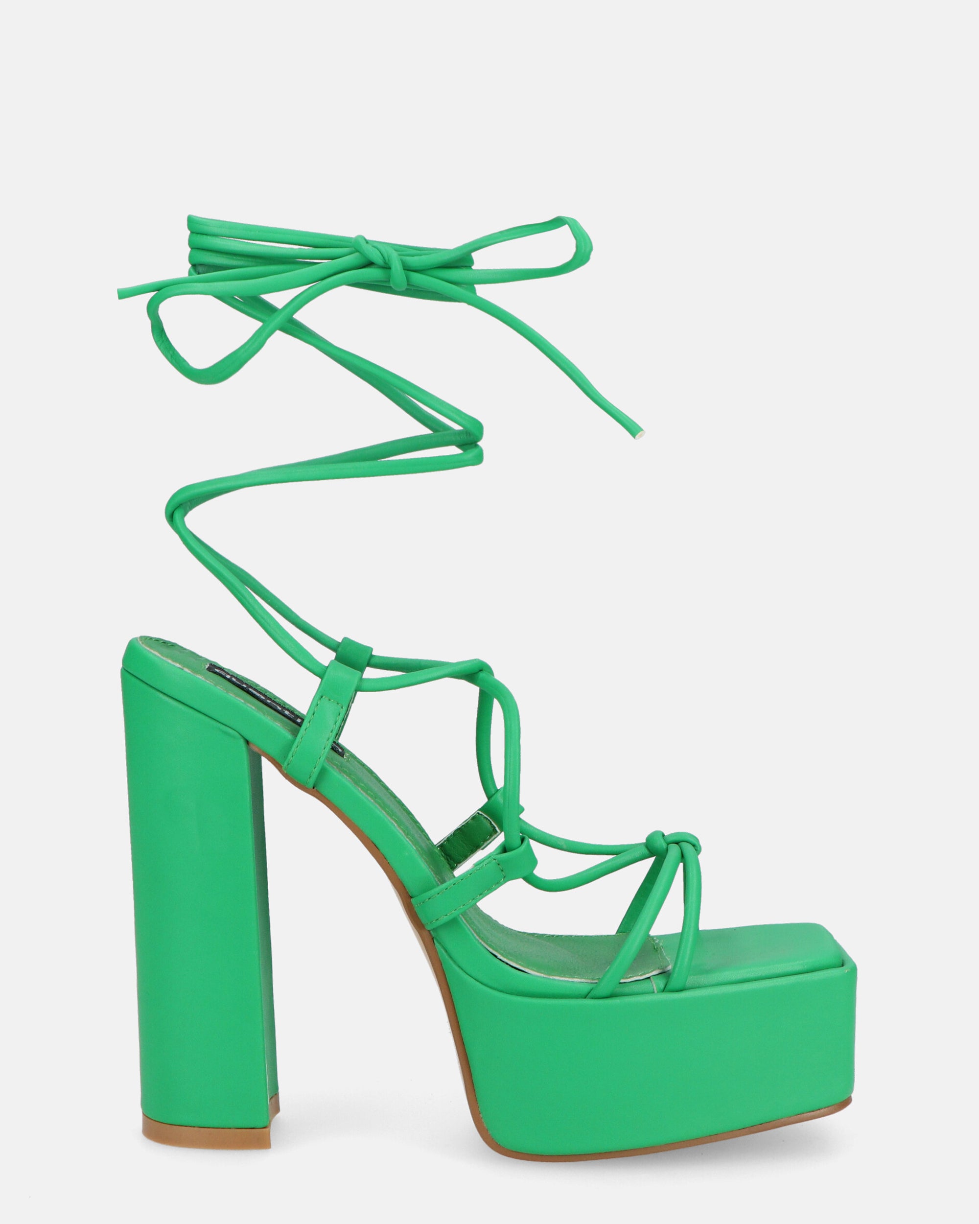 NADITZA - sandali con tacco alto e lacci in ecopelle verde