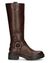 NAHIA - stivali biker marroni con chiusura zip