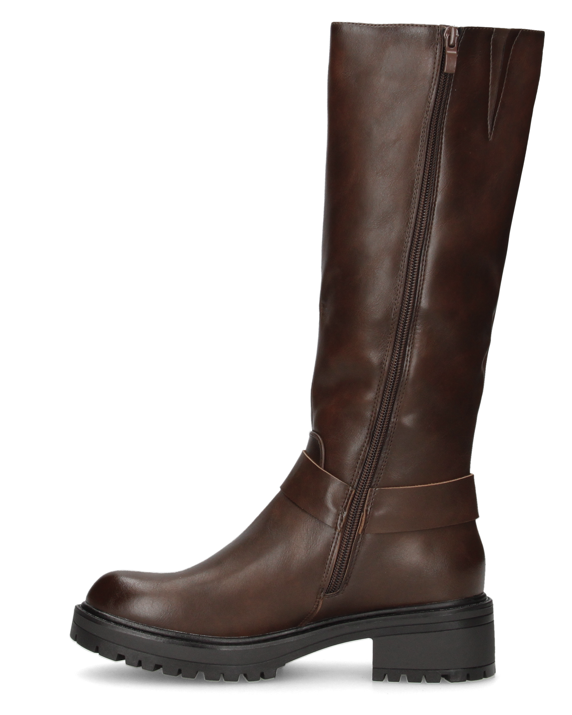 NAHIA - stivali biker marroni con chiusura zip