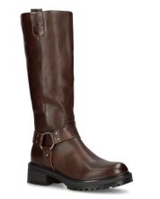 NAHIA - stivali biker marroni con chiusura zip