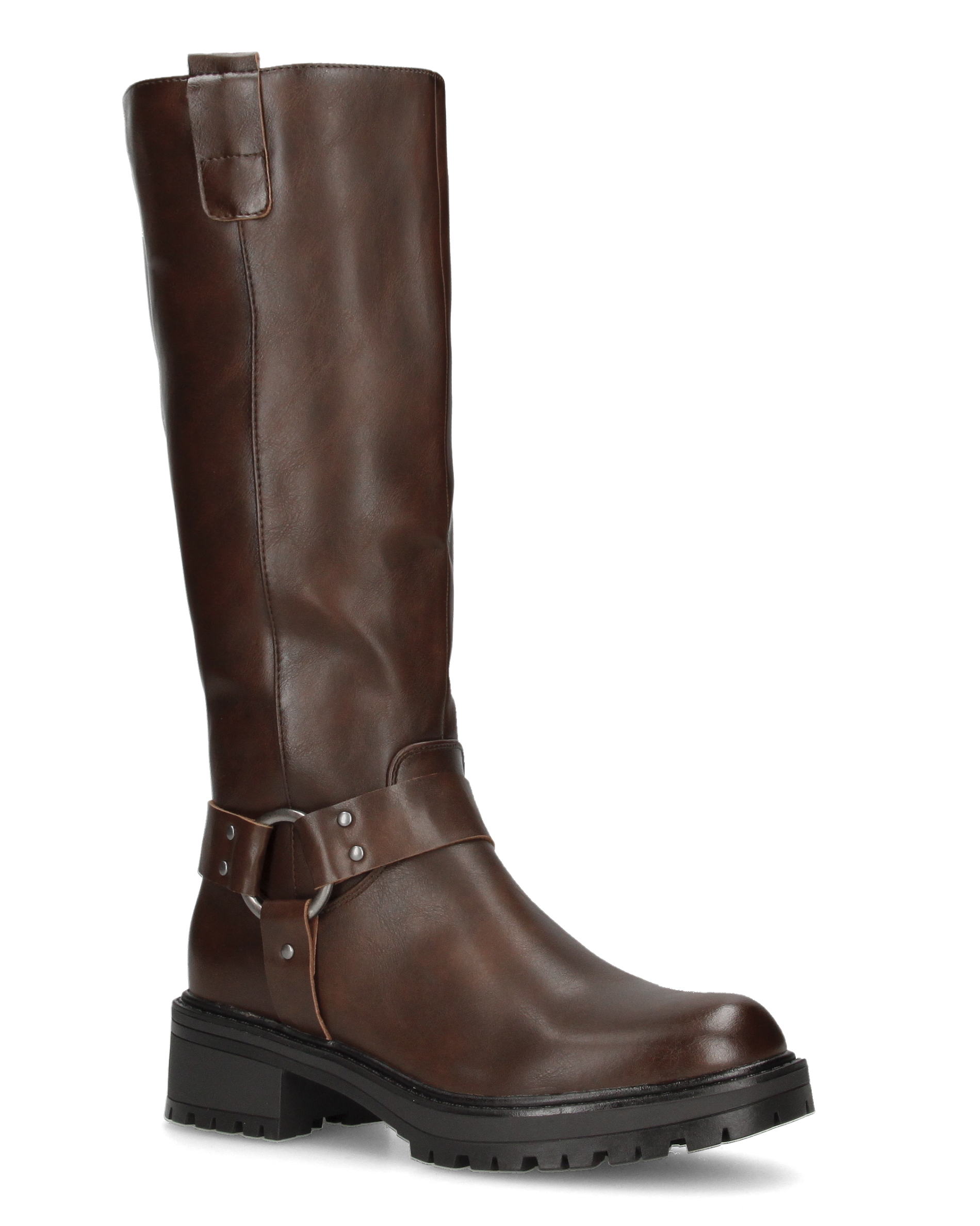 NAHIA - stivali biker marroni con chiusura zip