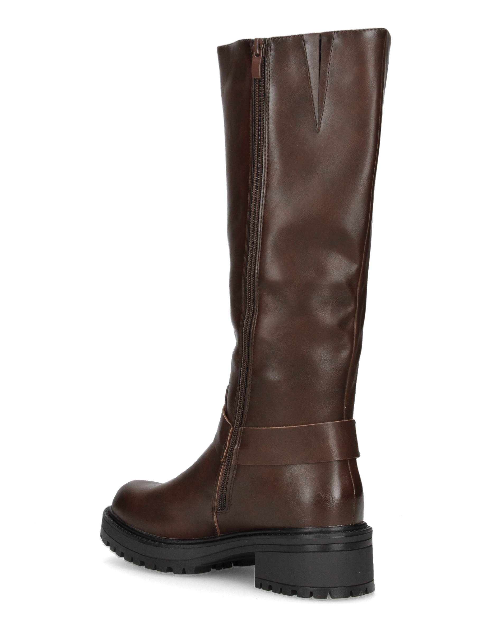 NAHIA - stivali biker marroni con chiusura zip