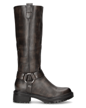 NAHIA - stivali biker antracite vintage con chiusura zip
