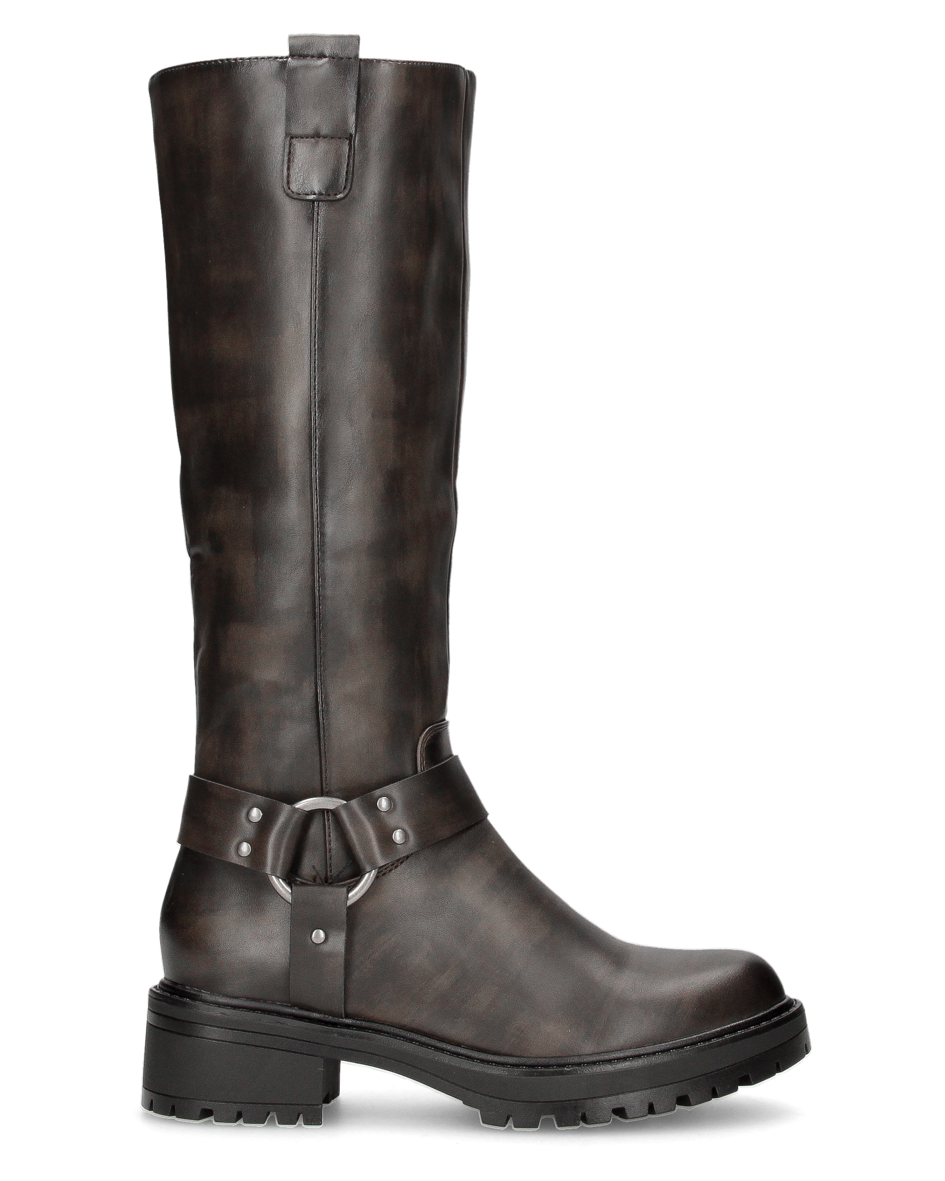 NAHIA - stivali biker antracite vintage con chiusura zip