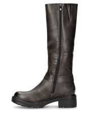 NAHIA - stivali biker antracite vintage con chiusura zip