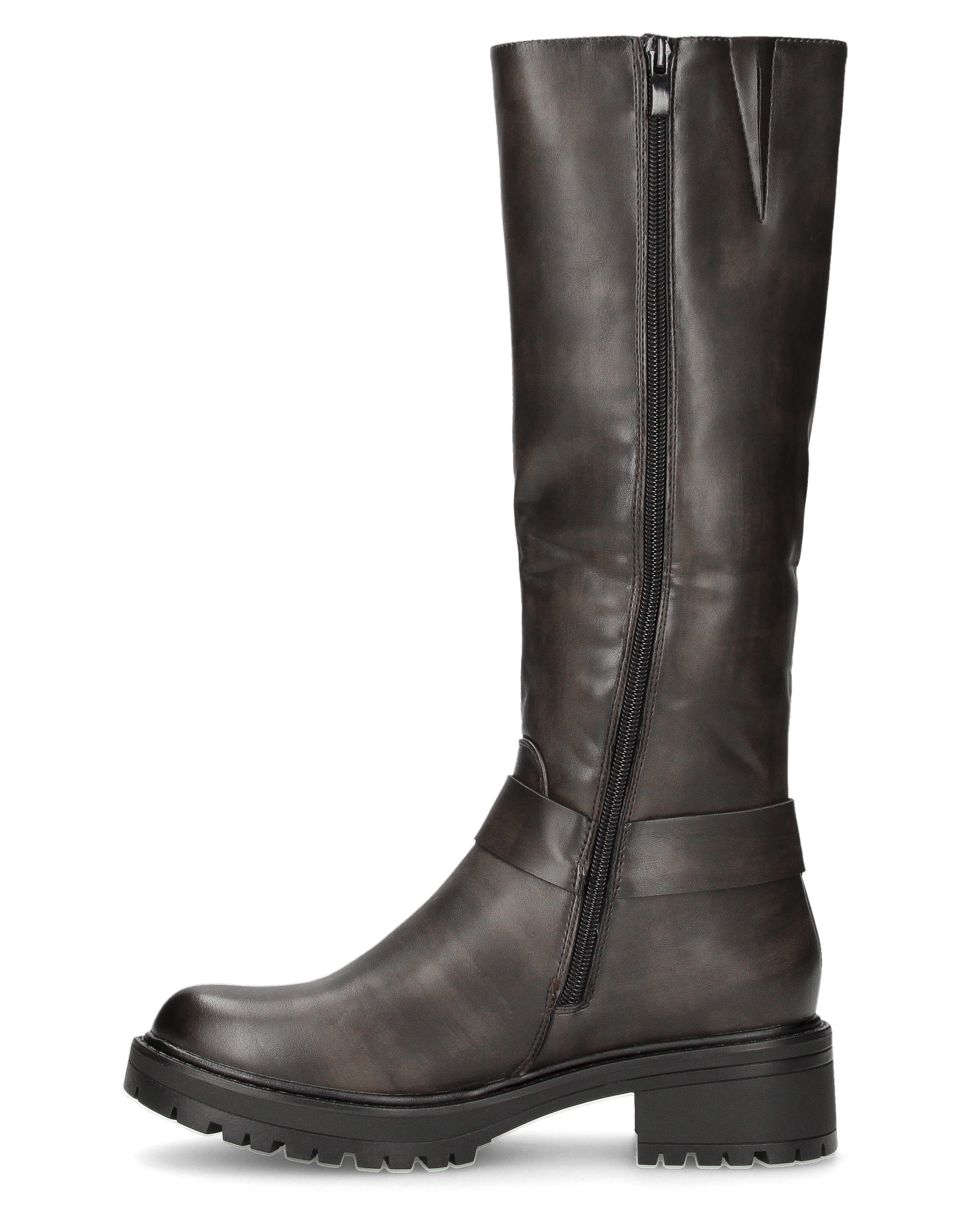 NAHIA - stivali biker antracite vintage con chiusura zip