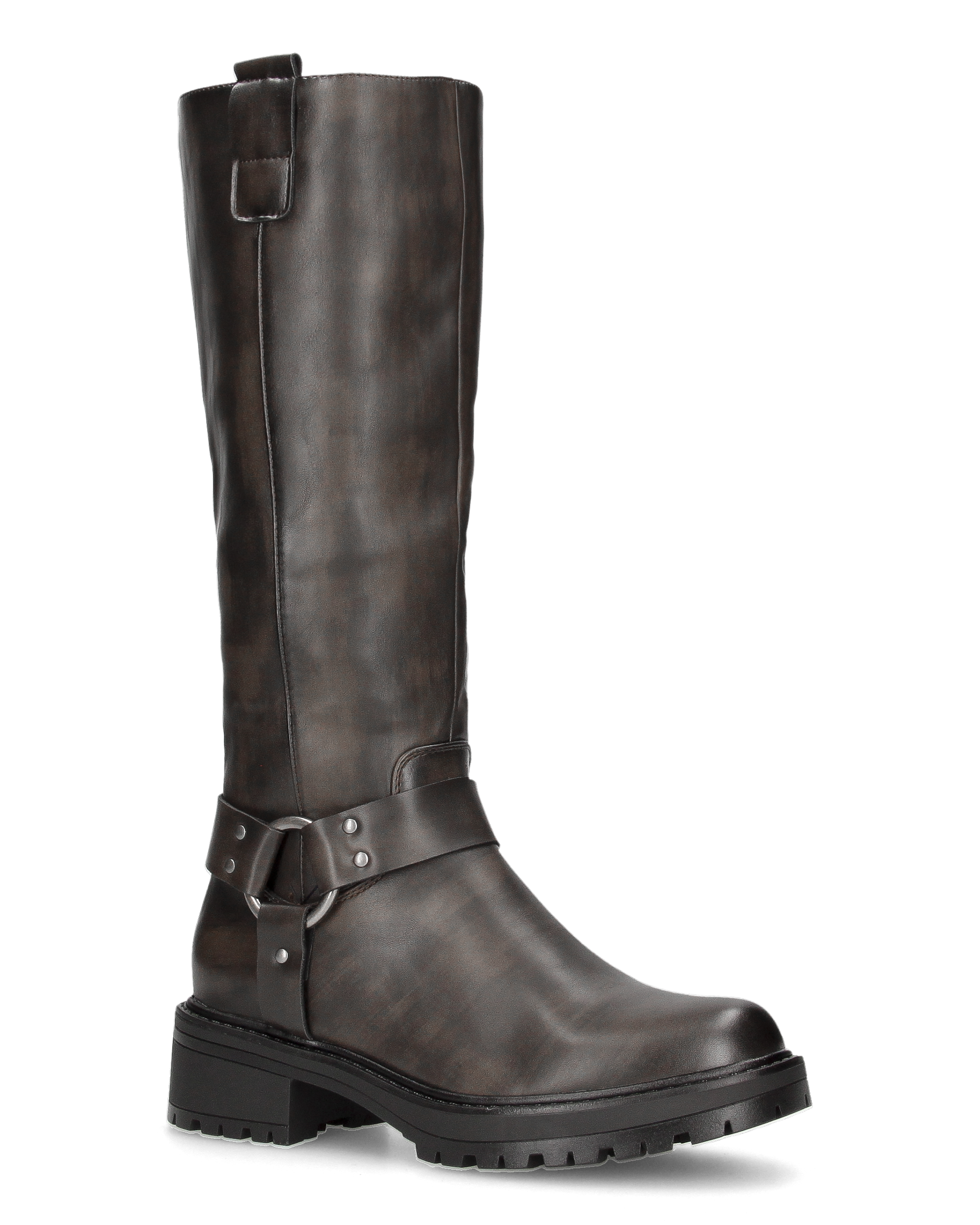 NAHIA - stivali biker antracite vintage con chiusura zip