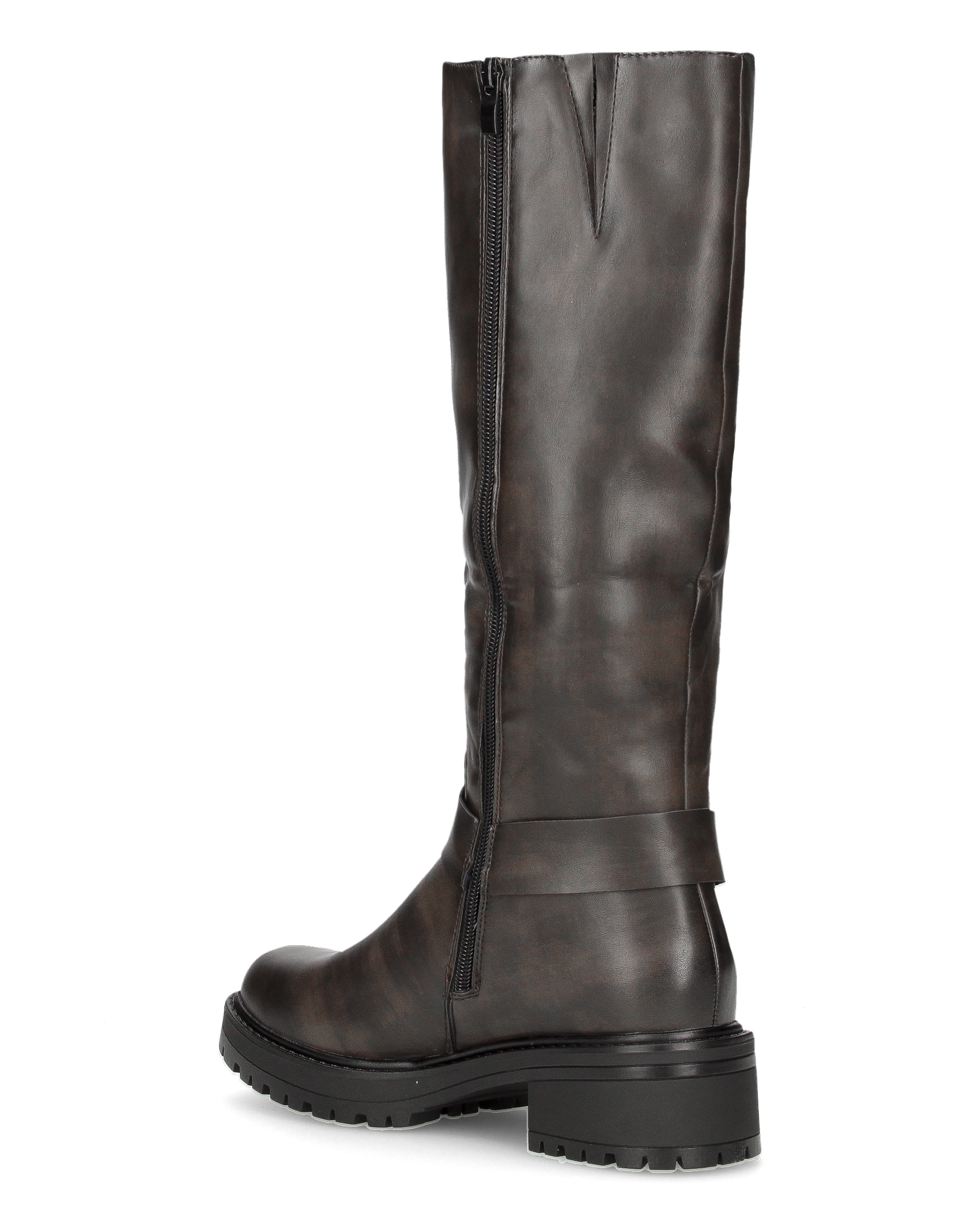 NAHIA - stivali biker antracite vintage con chiusura zip