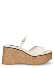 NAILA - sandali platform beige con suola effetto sughero e cinturino regolabile