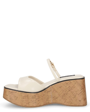 NAILA - sandali platform beige con suola effetto sughero e cinturino regolabile