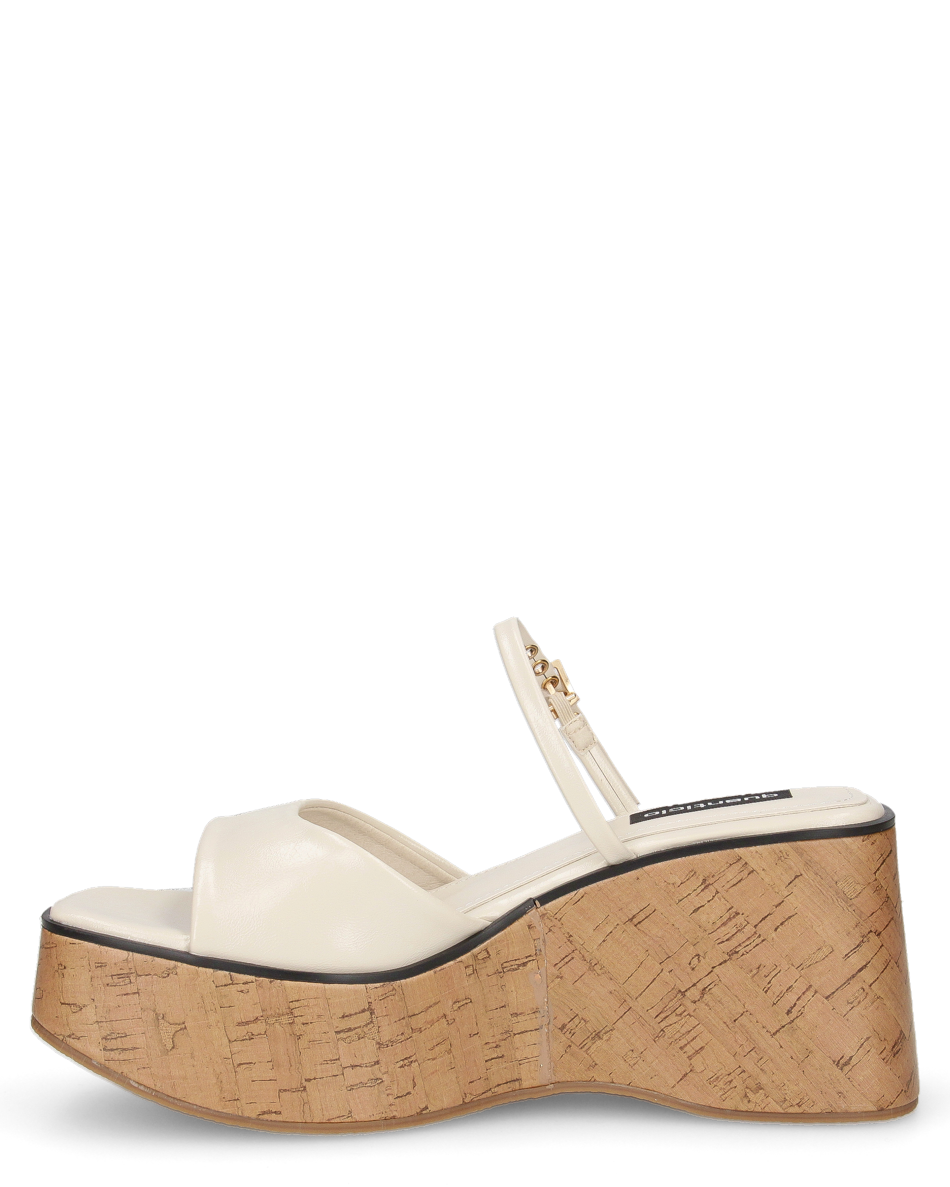 NAILA - sandali platform beige con suola effetto sughero e cinturino regolabile