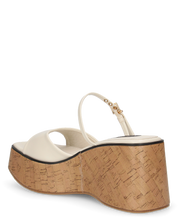 NAILA - sandali platform beige con suola effetto sughero e cinturino regolabile