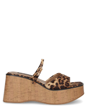 NAILA - sandali platform leopardati con suola effetto sughero e cinturino regolabile