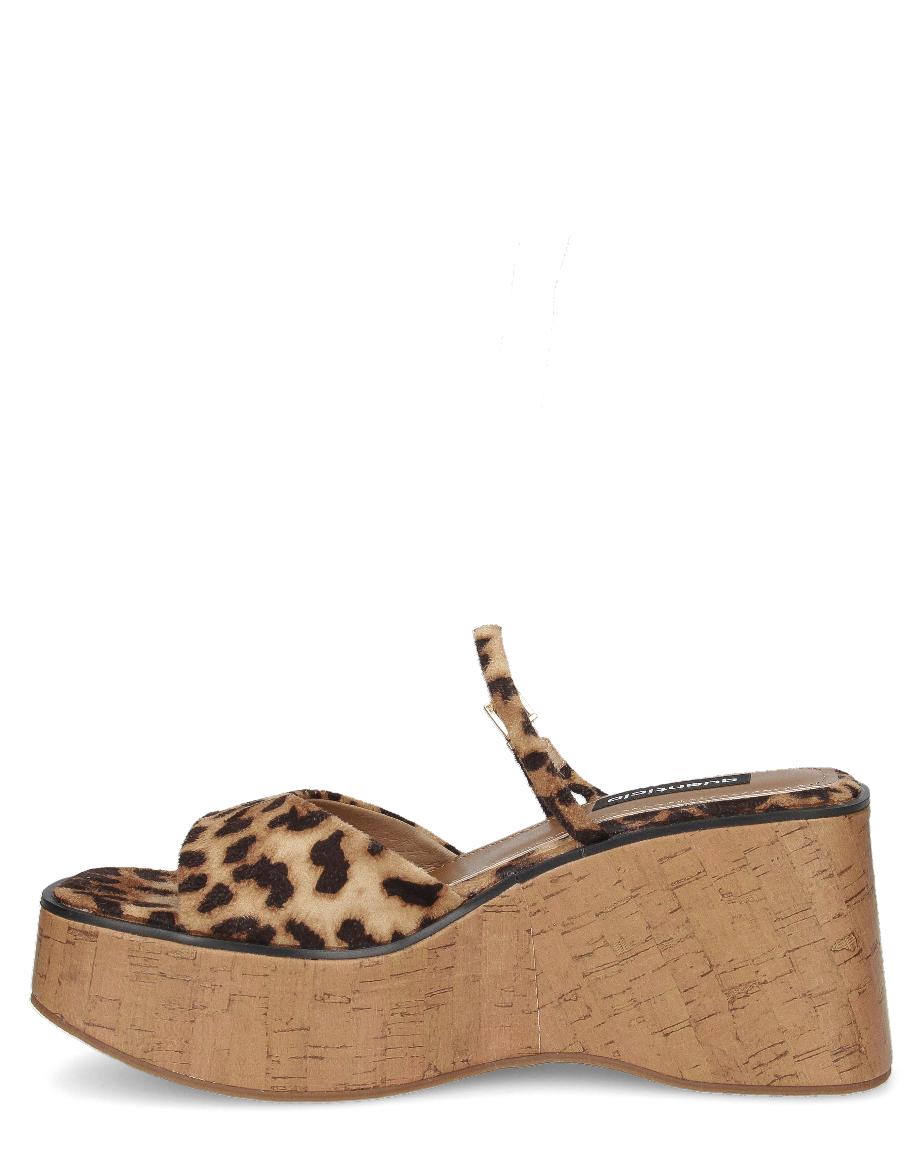 NAILA - sandali platform leopardati con suola effetto sughero e cinturino regolabile