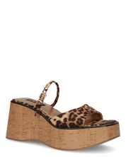 NAILA - sandali platform leopardati con suola effetto sughero e cinturino regolabile