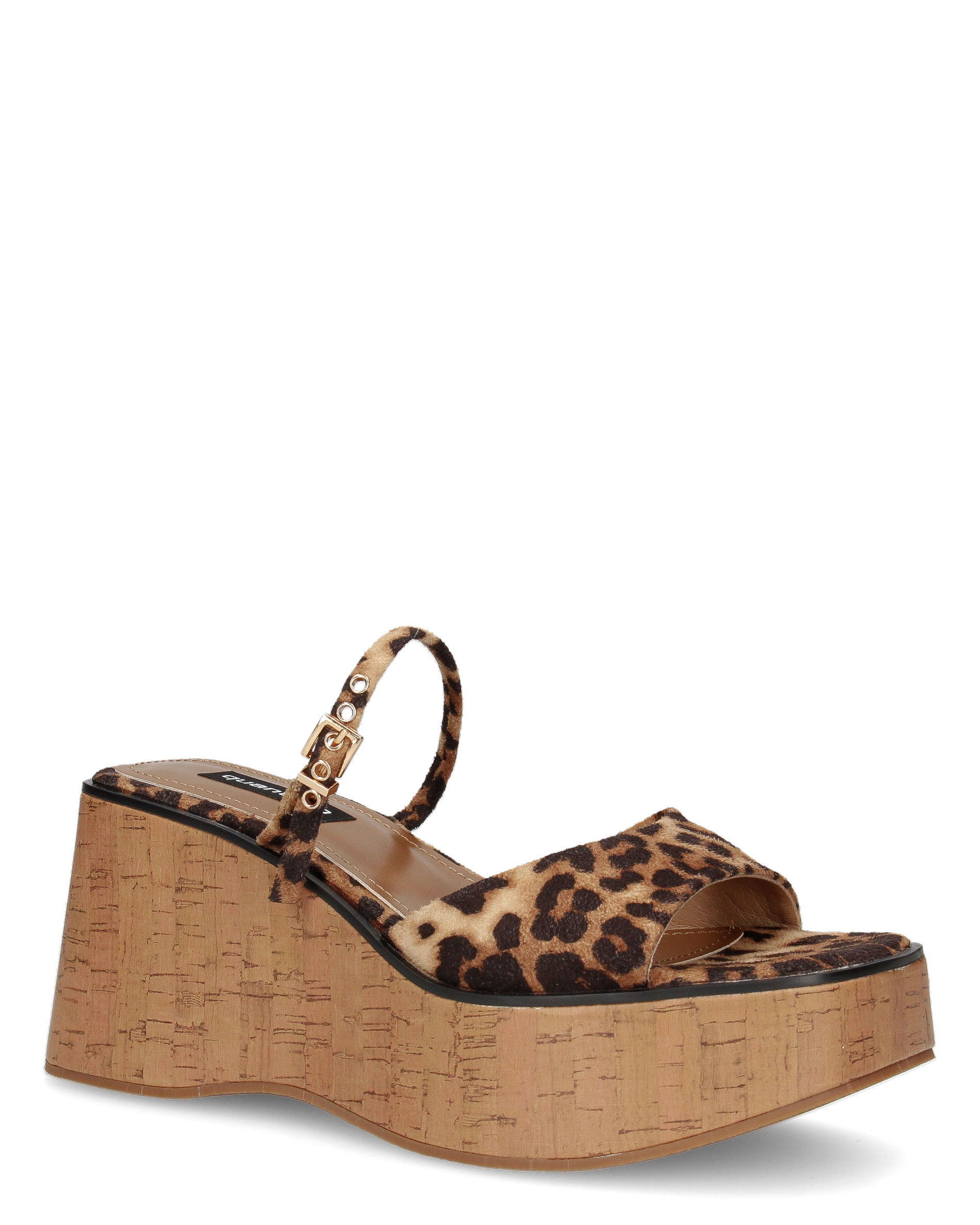 NAILA - sandali platform leopardati con suola effetto sughero e cinturino regolabile