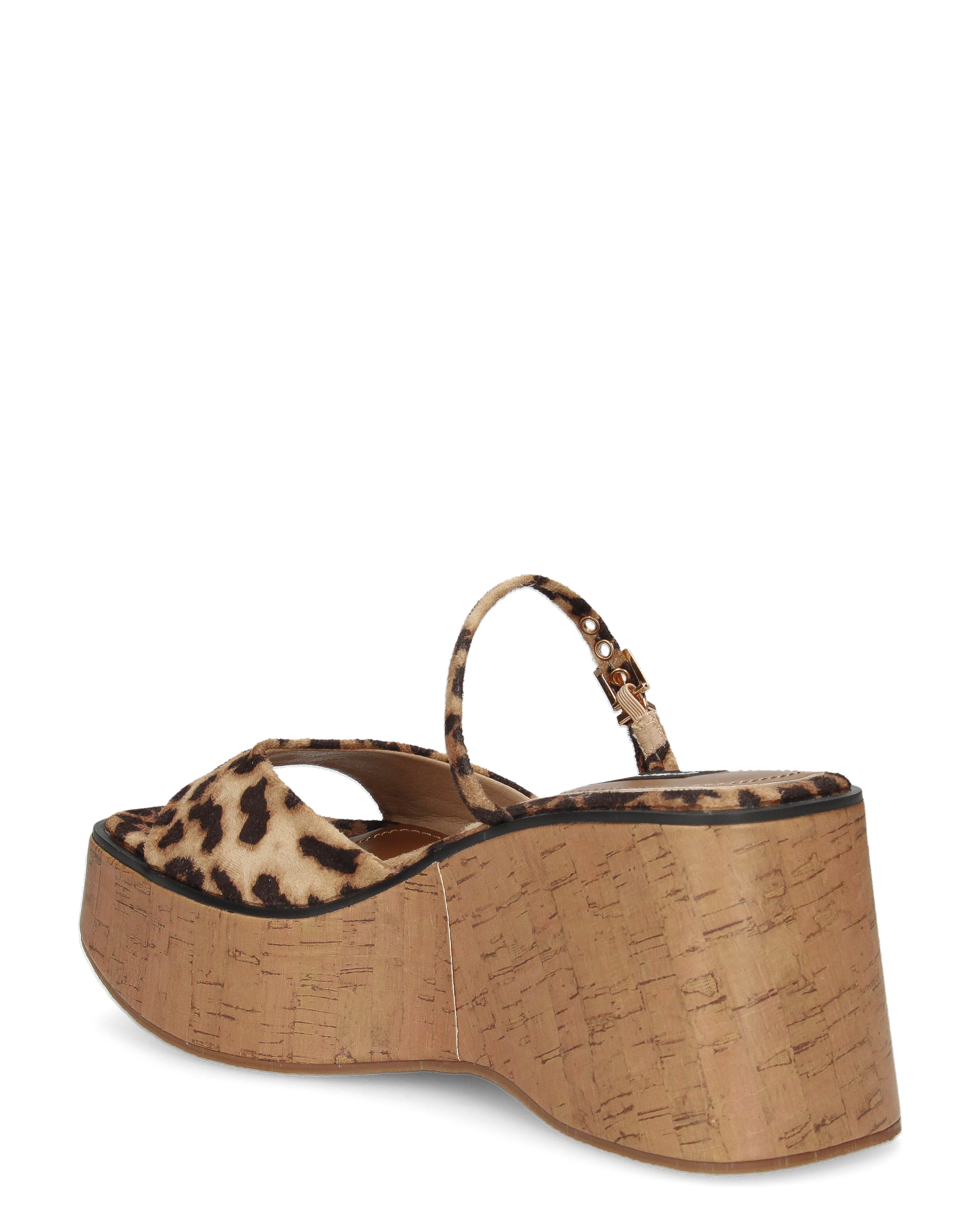 NAILA - sandali platform leopardati con suola effetto sughero e cinturino regolabile