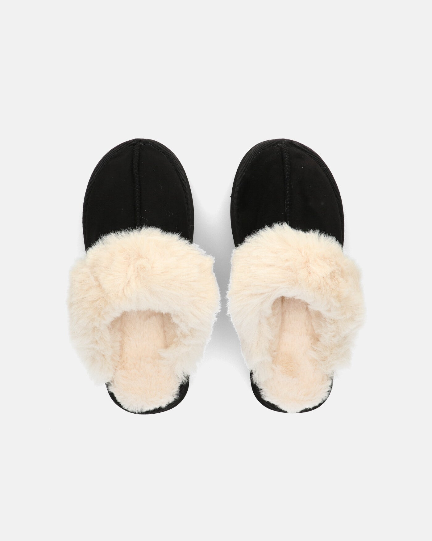 NEVE - ciabatte con pelliccia beige e platform nero